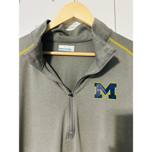 Columbia Michigan Wolverines Long Sleeve Pullover Zip Shirt Men's Gray XL - Picture 3 of 4